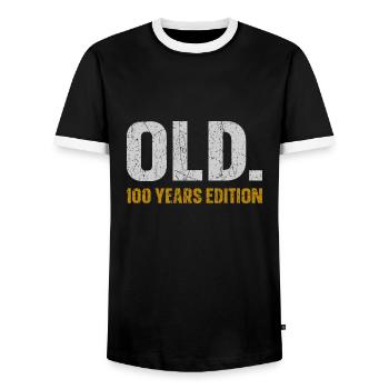 Ancienne édition 100 ans 100e idée cadeau d’anniversaire - T-shirt contrasté Homme - noir/blanc - Devant - AI Model Female 172 light (172cm) & AI Model Male 178 light (178cm)