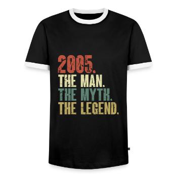Né en 2005, l’homme, le mythe, la légende - T-shirt contrasté Homme - noir/blanc - Devant - AI Model Female 172 light (172cm) & AI Model Male 178 light (178cm)
