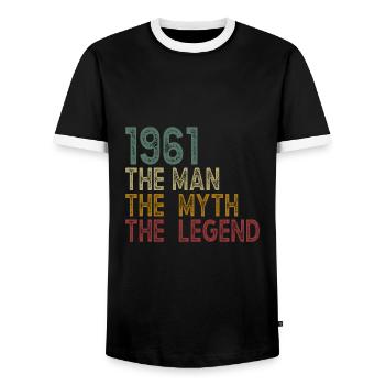 Born in 1961 legend birthday gift - Men's Ringer Shirt - black/white - Front - AI Model Female 172 light (172cm) & AI Model Male 178 light (178cm)