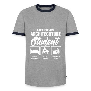 Architect Student Architecture School Gift - Men's Ringer Shirt - grey/navy  - Front - AI Model Female 172 light (172cm) & AI Model Male 178 light (178cm)