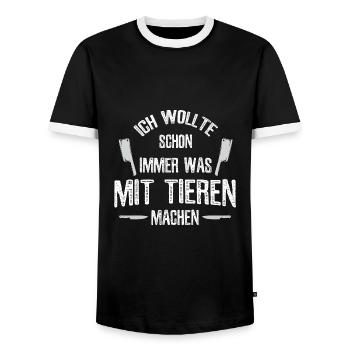 Metzger - Männer Kontrast-T-Shirt - Schwarz/Weiß - Vorne - AI Model Female 172 light (172cm) & AI Model Male 178 light (178cm)