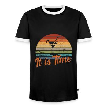 Il est temps / Cocktail - T-shirt contrasté Homme - noir/blanc - Devant - AI Model Female 172 light (172cm) & AI Model Male 178 light (178cm)