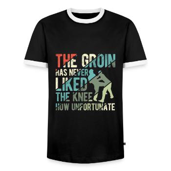 Israelischer Kampfsport Krav Maga - Männer Kontrast-T-Shirt - Schwarz/Weiß - Vorne - AI Model Female 172 light (172cm) & AI Model Male 178 light (178cm)