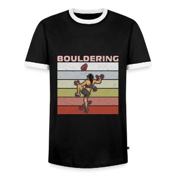 Bouldern Klettern Sportarten Turnhalle Wand - Männer Kontrast-T-Shirt - Schwarz/Weiß - Vorne - AI Model Female 172 light (172cm) & AI Model Male 178 light (178cm)