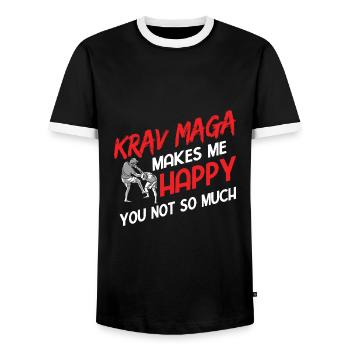 Israelischer Kampfsport Krav Maga - Männer Kontrast-T-Shirt - Schwarz/Weiß - Vorne - AI Model Female 172 light (172cm) & AI Model Male 178 light (178cm)