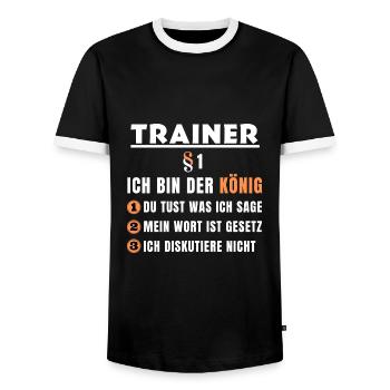 Trainer Geschenk - Ich bin der König - Männer Kontrast-T-Shirt - Schwarz/Weiß - Vorne - AI Model Female 172 light (172cm) & AI Model Male 178 light (178cm)