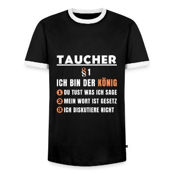 Cadeau de plongeur - Je suis le roi - T-shirt contrasté Homme - noir/blanc - Devant - AI Model Female 172 light (172cm) & AI Model Male 178 light (178cm)