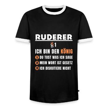 Cadeau de rameur - Je suis le roi - T-shirt contrasté Homme - noir/blanc - Devant - AI Model Female 172 light (172cm) & AI Model Male 178 light (178cm)