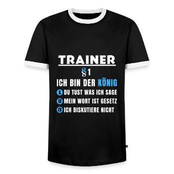 Trainer Geschenk - Ich bin der König - Männer Kontrast-T-Shirt - Schwarz/Weiß - Vorne - AI Model Female 172 light (172cm) & AI Model Male 178 light (178cm)