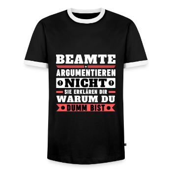 Les fonctionnaires ne discutent pas - T-shirt contrasté Homme - noir/blanc - Devant - AI Model Female 172 light (172cm) & AI Model Male 178 light (178cm)