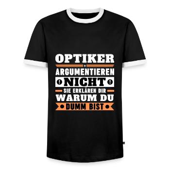 Opticians don't argue - Men's Ringer Shirt - black/white - Front - AI Model Female 172 light (172cm) & AI Model Male 178 light (178cm)