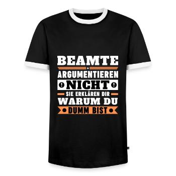 Les fonctionnaires ne discutent pas - T-shirt contrasté Homme - noir/blanc - Devant - AI Model Female 172 light (172cm) & AI Model Male 178 light (178cm)