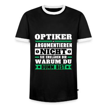 Les optométristes ne discutent pas - T-shirt contrasté Homme - noir/blanc - Devant - AI Model Female 172 light (172cm) & AI Model Male 178 light (178cm)