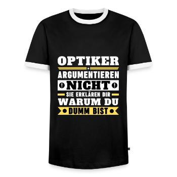 Opticians don't argue - Men's Ringer Shirt - black/white - Front - AI Model Female 172 light (172cm) & AI Model Male 178 light (178cm)
