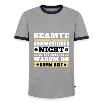 Les responsables ne discutent pas - T-shirt contrasté Homme - gris/marine  - Devant - AI Model Female 172 light (172cm) & AI Model Male 178 light (178cm)