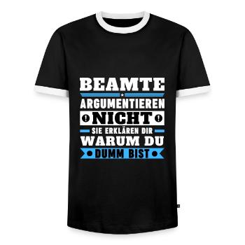 Beamte argumentieren nicht - Männer Kontrast-T-Shirt - Schwarz/Weiß - Vorne - AI Model Female 172 light (172cm) & AI Model Male 178 light (178cm)