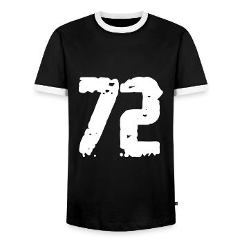 72 Zahl Vintage - Männer Kontrast-T-Shirt - Schwarz/Weiß - Vorne - AI Model Female 172 light (172cm) & AI Model Male 178 light (178cm)