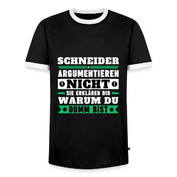 Schneider argumentieren nicht - Männer Kontrast-T-Shirt - Schwarz/Weiß - Vorne - AI Model Female 172 light (172cm) & AI Model Male 178 light (178cm)