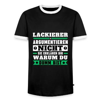 Les peintres ne discutent pas - T-shirt contrasté Homme - noir/blanc - Devant - AI Model Female 172 light (172cm) & AI Model Male 178 light (178cm)