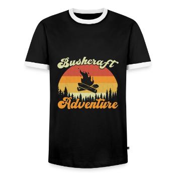 Bushcraft Adventure / Bushcraft - Men's Ringer Shirt - black/white - Front - AI Model Female 172 light (172cm) & AI Model Male 178 light (178cm)