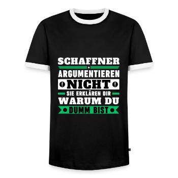 Les chefs d'orchestre ne discutent pas - T-shirt contrasté Homme - noir/blanc - Devant - AI Model Female 172 light (172cm) & AI Model Male 178 light (178cm)