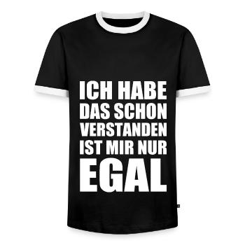 ich habe das schon verstanden ist mir nur egal - Männer Kontrast-T-Shirt - Schwarz/Weiß - Vorne - AI Model Female 172 light (172cm) & AI Model Male 178 light (178cm)
