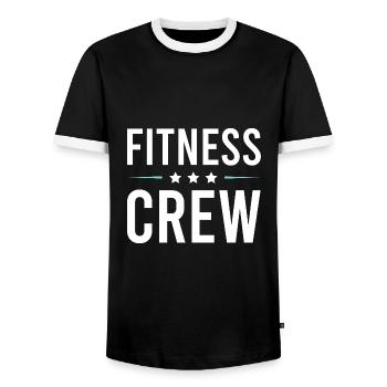 Fitness Crew - Männer Kontrast-T-Shirt - Schwarz/Weiß - Vorne - AI Model Female 172 light (172cm) & AI Model Male 178 light (178cm)