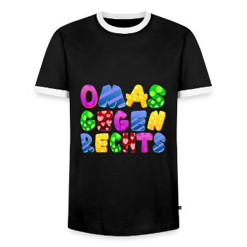 AfD stoppen gegen rechts Demokratie Vielfalt links - Männer Kontrast-T-Shirt - Schwarz/Weiß - Vorne - AI Model Female 172 light (172cm) & AI Model Male 178 light (178cm)