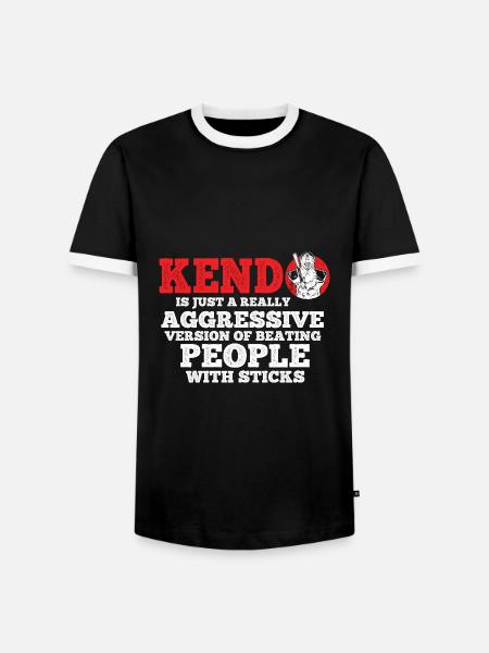 Japanischer Schwertkampf Kendo - Männer Kontrast-T-Shirt - Schwarz/Weiß