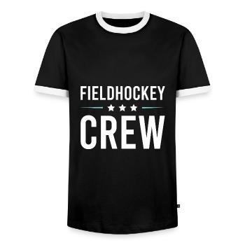 Fieldhockey Crew - Männer Kontrast-T-Shirt - Schwarz/Weiß - Vorne - AI Model Female 172 light (172cm) & AI Model Male 178 light (178cm)