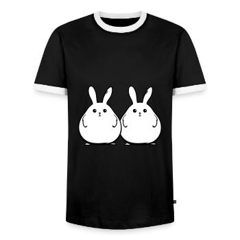 Lapin Drôle Pâques Couple - T-shirt contrasté Homme - noir/blanc - Devant - AI Model Female 172 light (172cm) & AI Model Male 178 light (178cm)