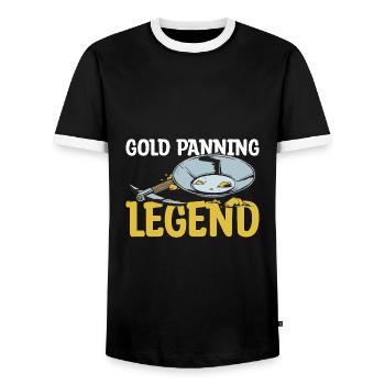 Gold Panning Legend Gift - Men's Ringer Shirt - black/white - Front - AI Model Female 172 light (172cm) & AI Model Male 178 light (178cm)