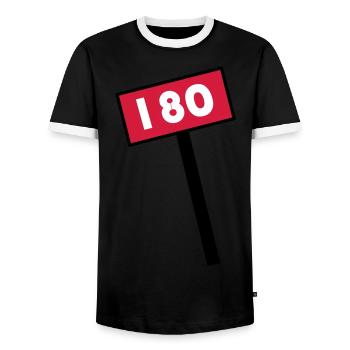 180 sign dart darts fans spectator sports fan - Men's Ringer Shirt - black/white - Front - AI Model Female 172 light (172cm) & AI Model Male 178 light (178cm)