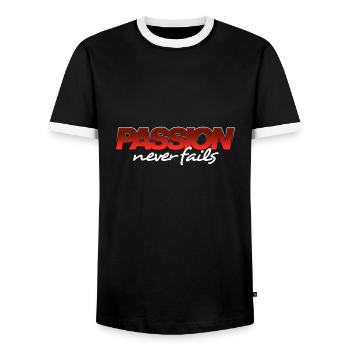 La passion ne faiblit jamais - T-shirt contrasté Homme - noir/blanc - Devant - AI Model Female 172 light (172cm) & AI Model Male 178 light (178cm)