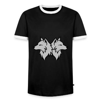 Wolf Team Pack - Men's Ringer Shirt - black/white - Front - AI Model Female 172 light (172cm) & AI Model Male 178 light (178cm)