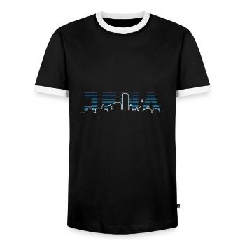 Jena Silhouette Skyline - Männer Kontrast-T-Shirt - Schwarz/Weiß - Vorne - AI Model Female 172 light (172cm) & AI Model Male 178 light (178cm)
