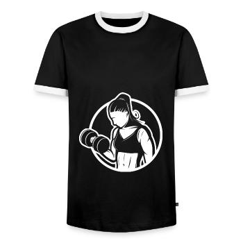 Bodybuilding - Gewichtheben Fitness Workout - Männer Kontrast-T-Shirt - Schwarz/Weiß - Vorne - AI Model Female 172 light (172cm) & AI Model Male 178 light (178cm)