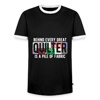 Quilten von Tagesdecken - Männer Kontrast-T-Shirt - Schwarz/Weiß - Vorne - AI Model Female 172 light (172cm) & AI Model Male 178 light (178cm)