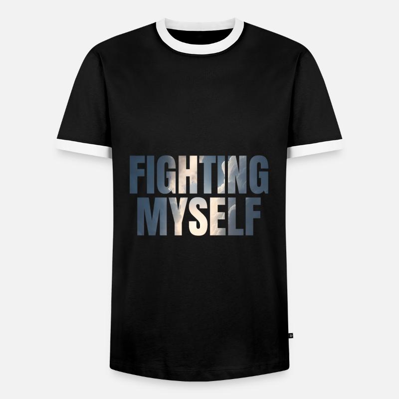 fighting myself Depression Geschenkidee - Männer Kontrast-T-Shirt - Schwarz/Weiß