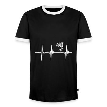 Heartbeat for cuddly dolphins - Men's Ringer Shirt - black/white - Front - AI Model Female 172 light (172cm) & AI Model Male 178 light (178cm)