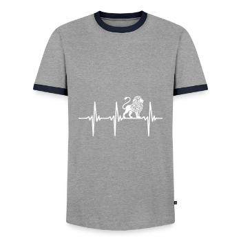 Herzschlag für mächtige Löwen - Männer Kontrast-T-Shirt - Grau/Navy  - Vorne - AI Model Female 172 light (172cm) & AI Model Male 178 light (178cm)