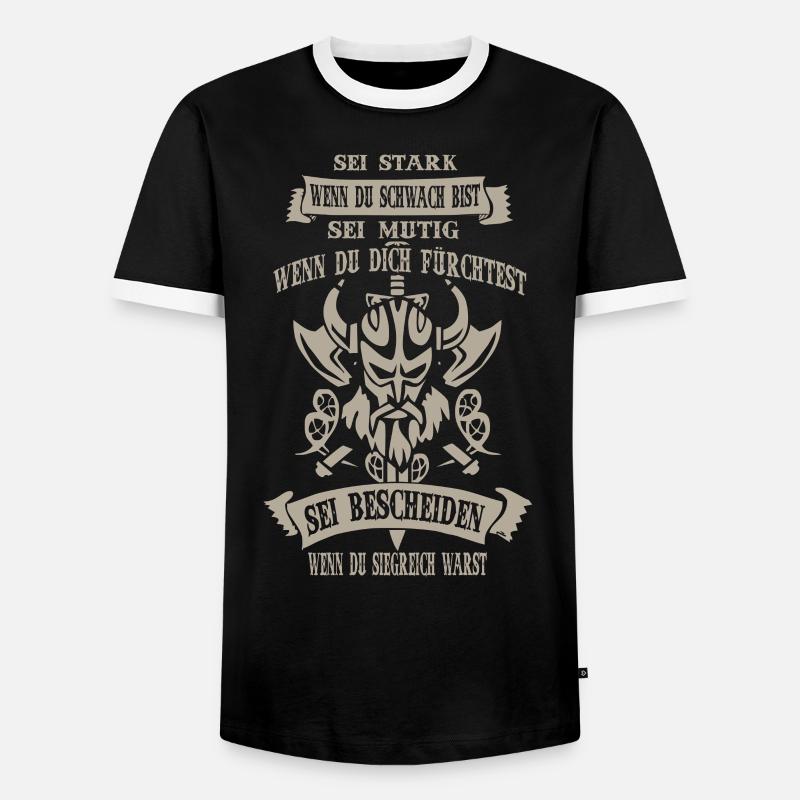 Wikinger sei stark - Männer Kontrast-T-Shirt - Schwarz/Weiß