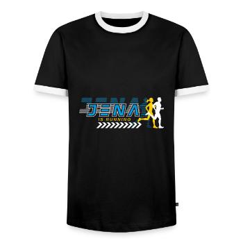 Jena Is Running - Men's Ringer Shirt - black/white - Front - AI Model Female 172 light (172cm) & AI Model Male 178 light (178cm)