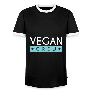 Vegan Crew - Men's Ringer Shirt - black/white - Front - AI Model Female 172 light (172cm) & AI Model Male 178 light (178cm)