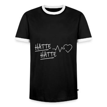 Hätte Hätte Fahrradkette Fahrradfahrer Fahrrad - Männer Kontrast-T-Shirt - Schwarz/Weiß - Vorne - AI Model Female 172 light (172cm) & AI Model Male 178 light (178cm)