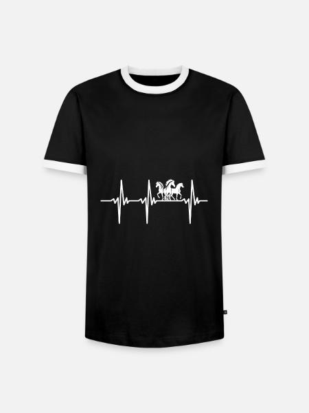 Herzschlag für stolze Wildpferde - Männer Kontrast-T-Shirt - Schwarz/Weiß