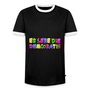 AfD stoppen gegen rechts Demokratie Vielfalt links - Männer Kontrast-T-Shirt - Schwarz/Weiß - Vorne - AI Model Female 172 light (172cm) & AI Model Male 178 light (178cm)