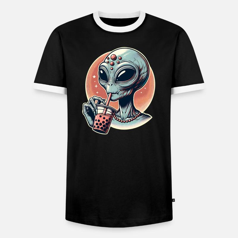 Alien Bubble Tea - Männer Kontrast-T-Shirt - Schwarz/Weiß
