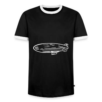 Zeppelin Airship Fan Design - Men's Ringer Shirt - black/white - Front - AI Model Female 172 light (172cm) & AI Model Male 178 light (178cm)