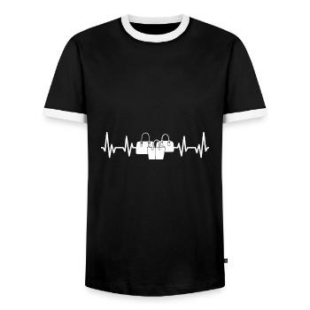 Handbag Heartbeat / Shopping Heartbeat - Men's Ringer Shirt - black/white - Front - AI Model Female 172 light (172cm) & AI Model Male 178 light (178cm)